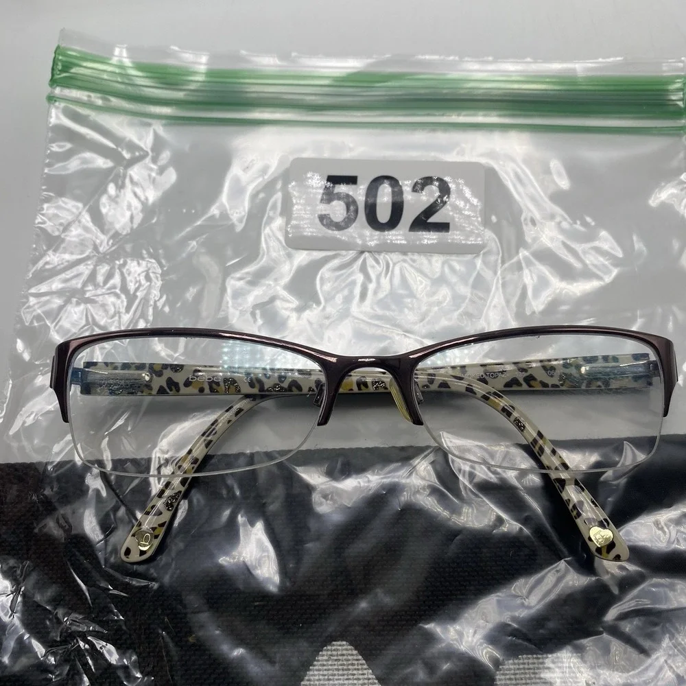 Bebe Eyeglasses Women FRAME ONLY Cat Eye Half Rim 57-17 Brown 502